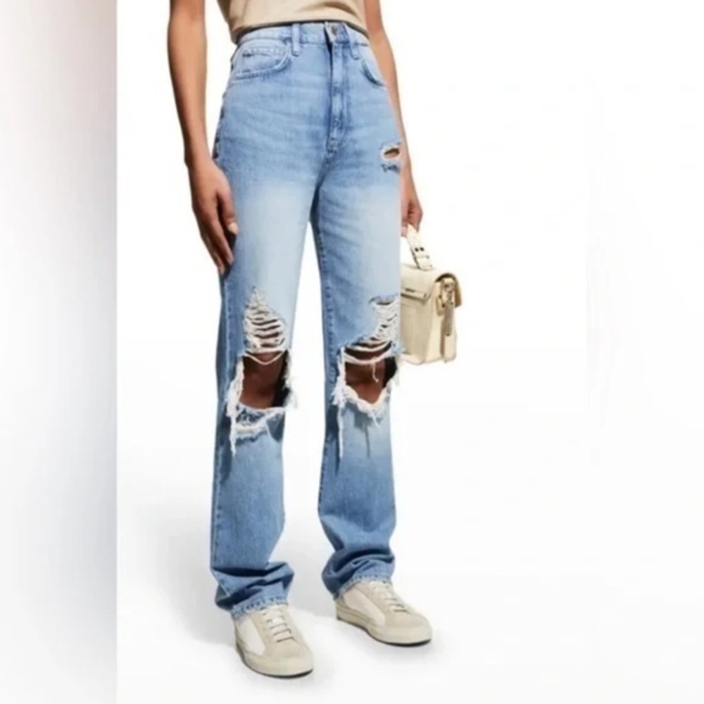 Ms. Triarchy NWT Destroyed‎ Ultra High Rise Straight Leg Organic Cotton Jeans 26
